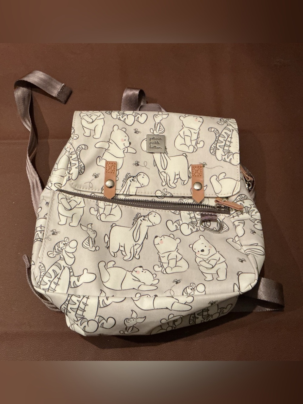 Disney Cream and Light Brown Winnie the Pooh Sketch Backpack